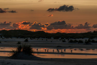 Scenic view of landscape against sky during sunset