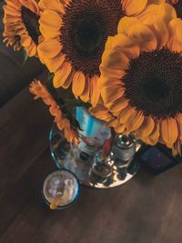 High angle view of flower in vase on table
