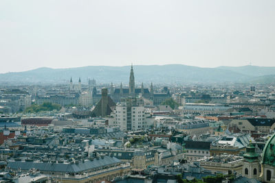 High angle view of buildings in city