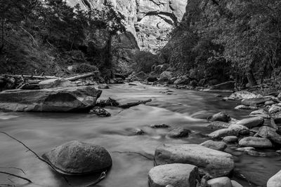 View of rocks in river