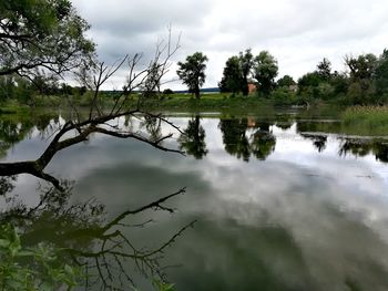 Scenic view of lake against sky