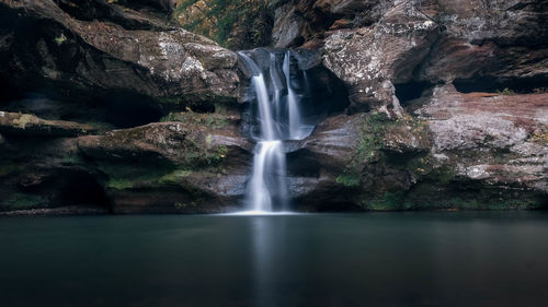 Scenic view of waterfall