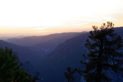 Scenic view of mountains against sky during sunset