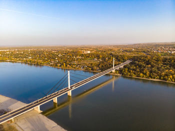 High angle view of bridge over river against sky