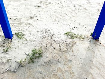 High angle view of sand on beach