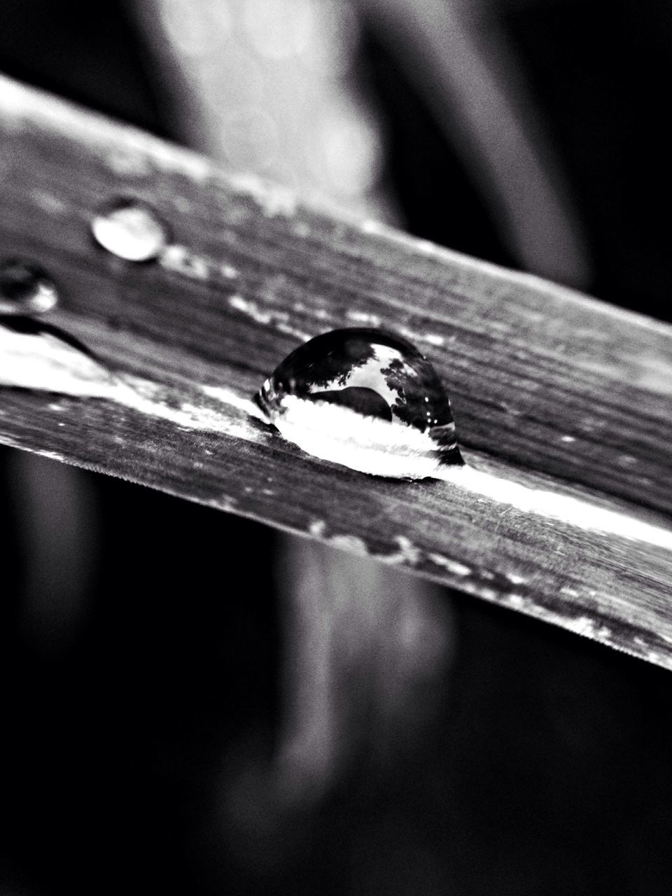 close-up, selective focus, wood - material, indoors, focus on foreground, drop, wooden, table, macro, wet, water, freshness, no people, detail, wood, still life, day, extreme close-up, metal, plank