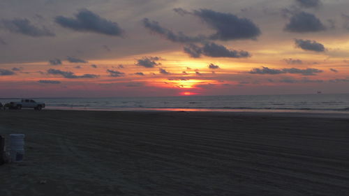 Scenic view of beach during sunset