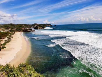 Scenic view of beach against sky