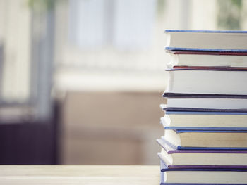 Close-up of books on table