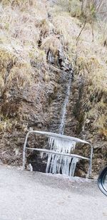 High angle view of motorcycle on road