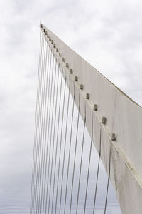 Detail of modern bridge with steel cables in puerto madero