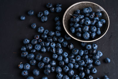 High angle view of fruits in bowl on table
