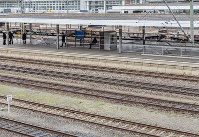 High angle view of railroad station platform