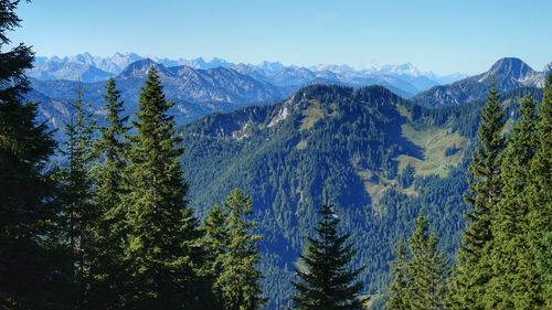 Scenic view of mountains against clear sky