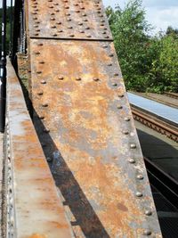 Close-up of rusty railroad track