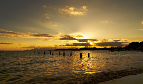 Scenic view of sea against sky during sunset