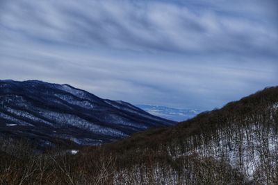 Scenic view of mountains against sky