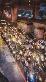 View of illuminated city at night