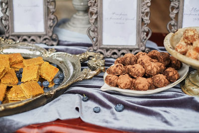 Close-up of food on table at store