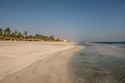 Scenic view of beach against clear sky