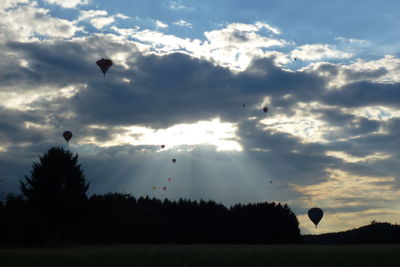 Low angle view of hot air balloon against sky