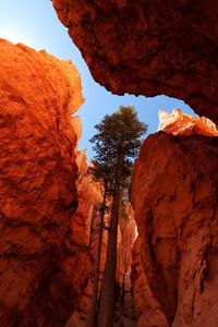 Low angle view of rock formations