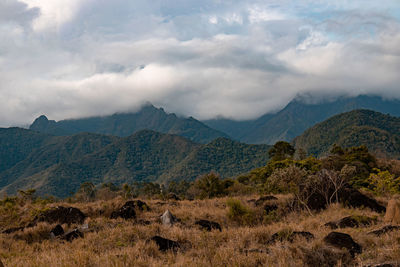 Scenic view of mountains against sky