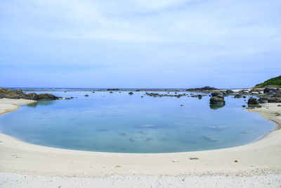 Scenic view of beach against sky