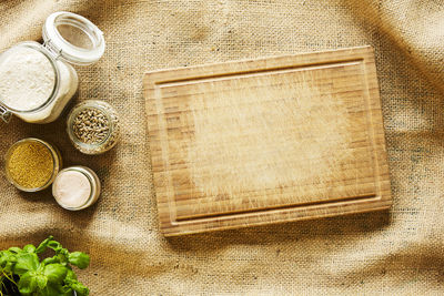 High angle view of food on table