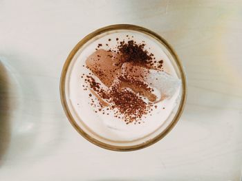 High angle view of coffee on table