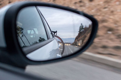 Close-up of side-view mirror