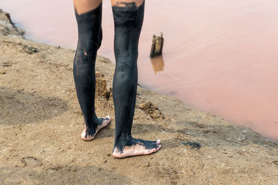 Low section of woman standing on beach