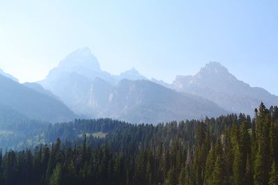 Scenic view of mountains against clear sky