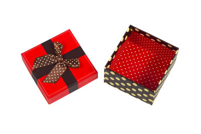 Close-up of red box against white background