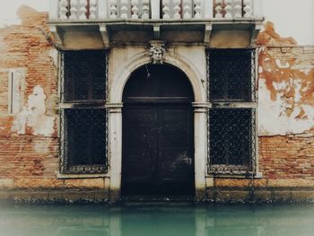 Closed door of old building