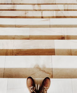 Low section of man standing on steps