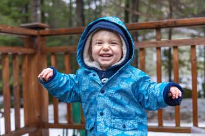 Portrait of smiling boy looking away