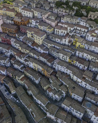 High angle view of buildings in city