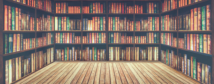 Full frame shot of books in shelf