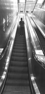 High angle view of escalator