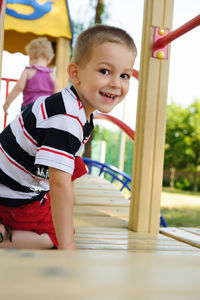 Portrait of cute boy smiling