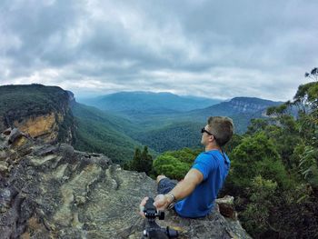 Man hiking on mountain