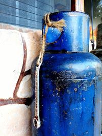 Close-up of blue wall