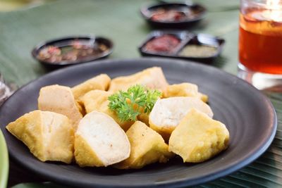 Close-up of meal served in plate