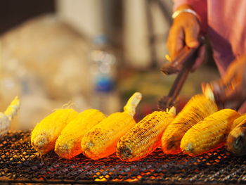 Close-up of person preparing food