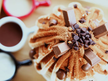 Close-up of dessert served on table