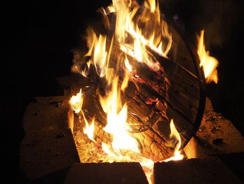 Close-up of bonfire at night