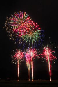 Low angle view of firework display at night