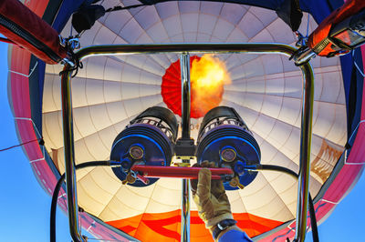 Low angle view of hot air balloon against sky