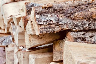 Close-up of wooden logs